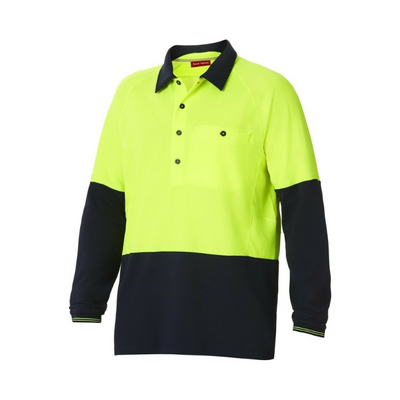 Hard Yakka Koolgear Hi-Vis Summer Long Sleeve Vent Polo Shirt Work Y11389- Bannav S Bannav LLC